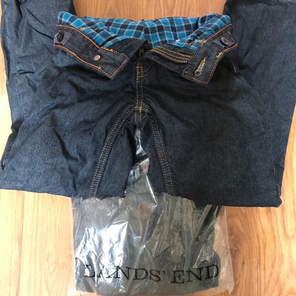 2 Pairs of Lands End Flannel Lined Iron Knee Jeans